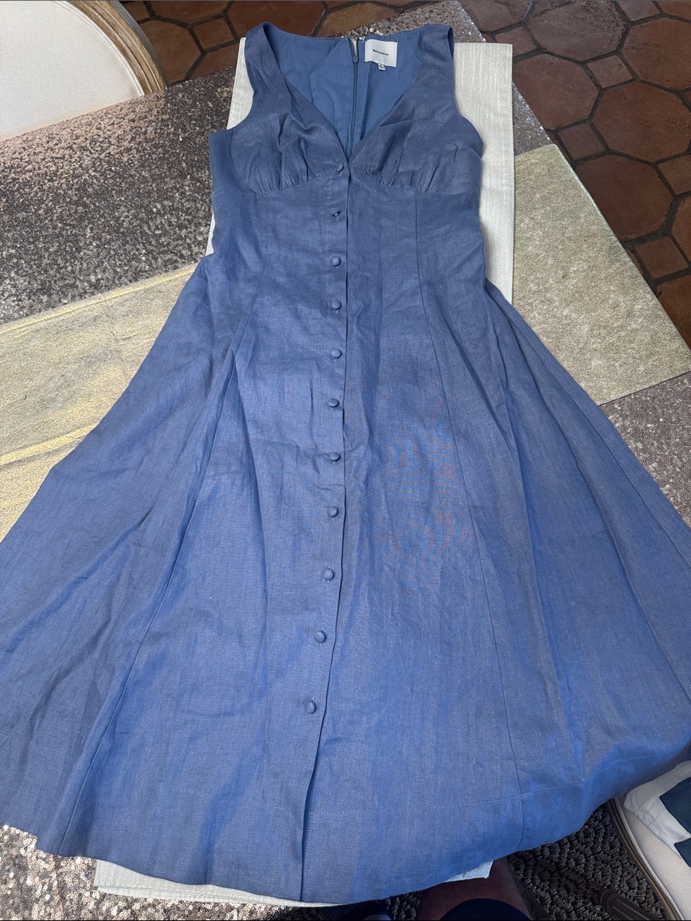 Reformation Indigo Blue Button-Front Midi Dress